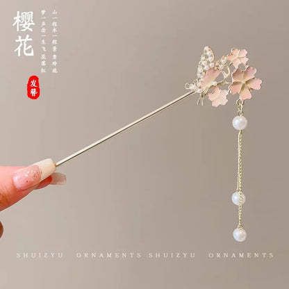 Timeless Floral Tassel Hairpin